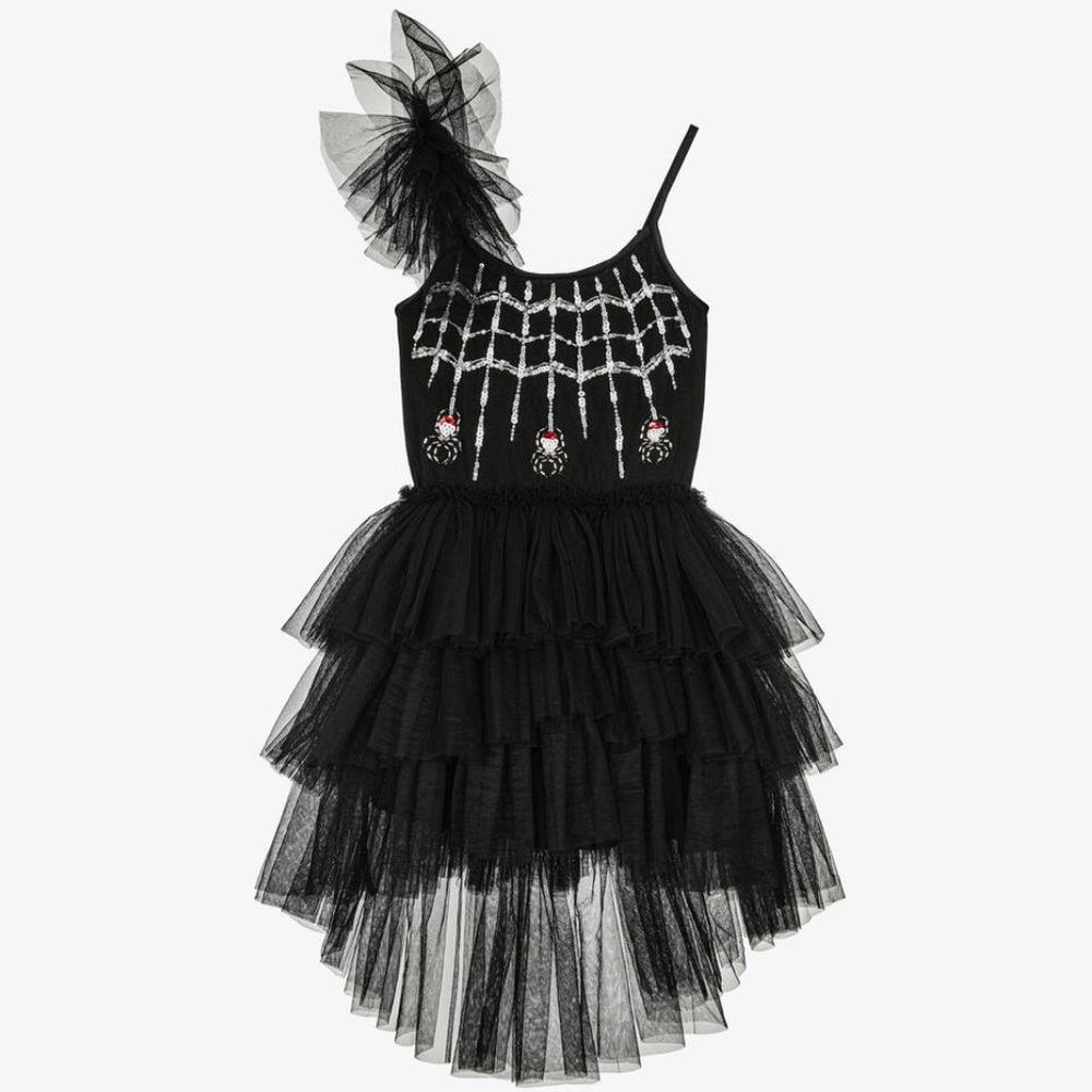 Tutu Du Monde dress black spider web tulle girls size 10 - 11 ballet Halloween